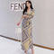 Blocked Grey & Yellow Maxi Dress - ROUTINE FASHION